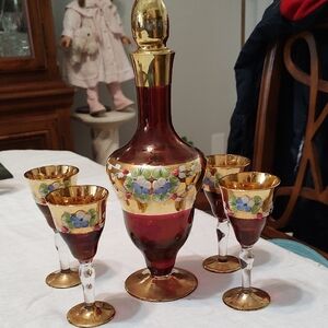 Vintage Murano Gilded Liquor Set